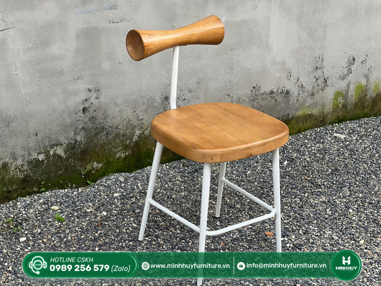 Hình ảnh thực tế mẫu Ghế Cafe Gỗ Tựa Trụ Nordic MH112