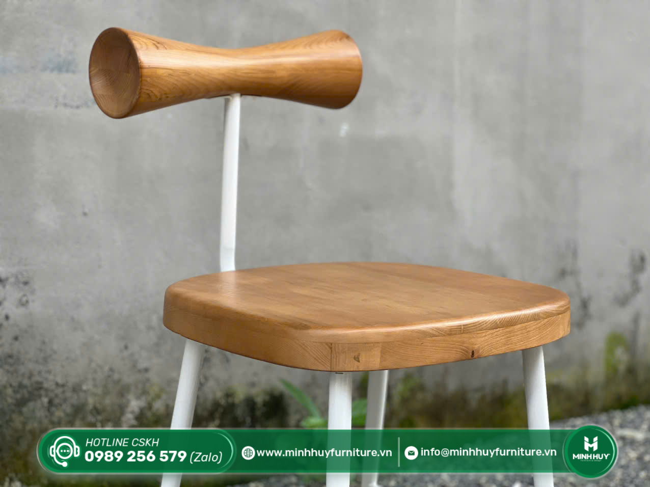 Hình ảnh thực tế mẫu Ghế Cafe Gỗ Tựa Trụ Nordic MH112