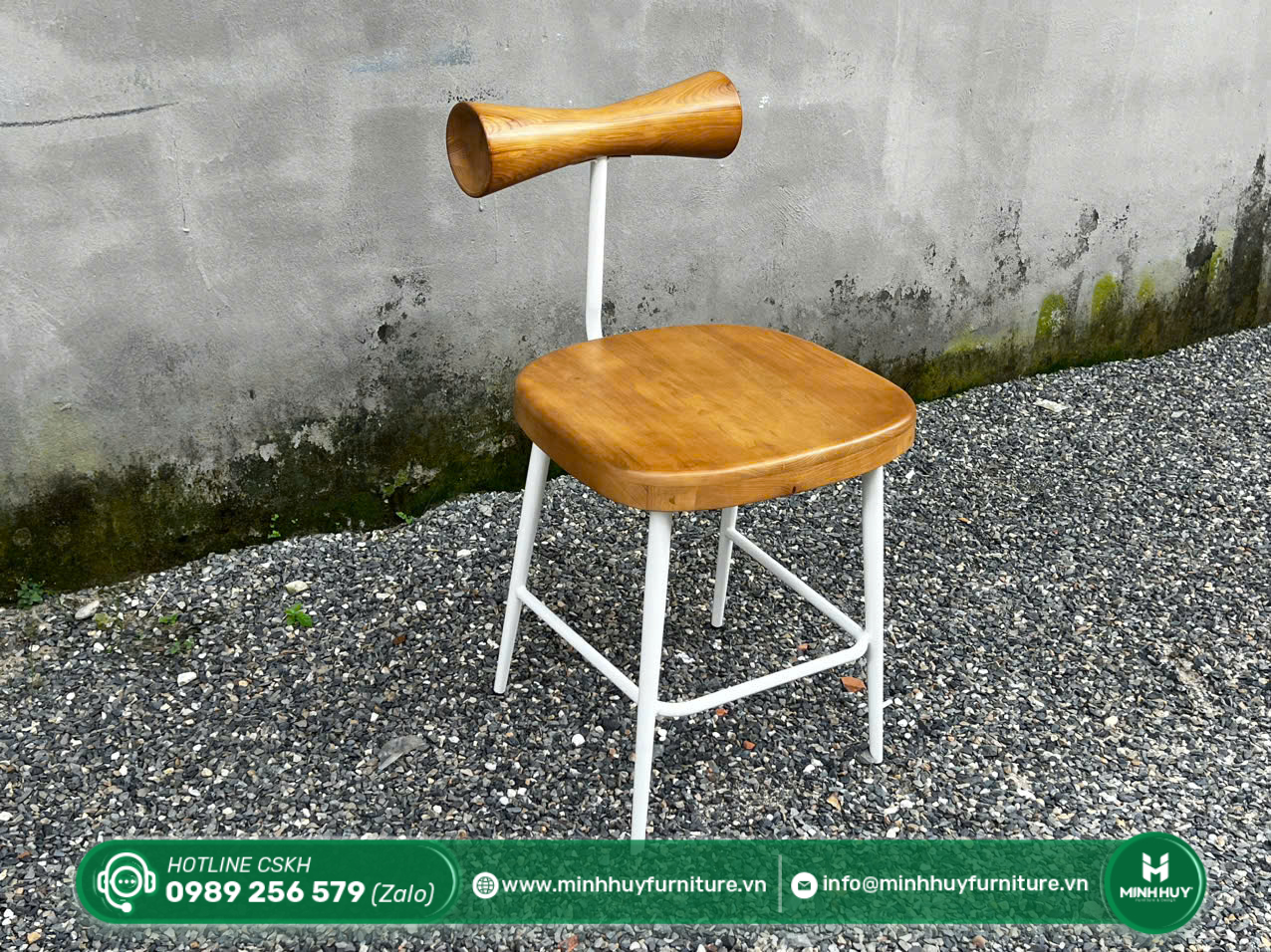 Hình ảnh thực tế mẫu Ghế Cafe Gỗ Tựa Trụ Nordic MH112