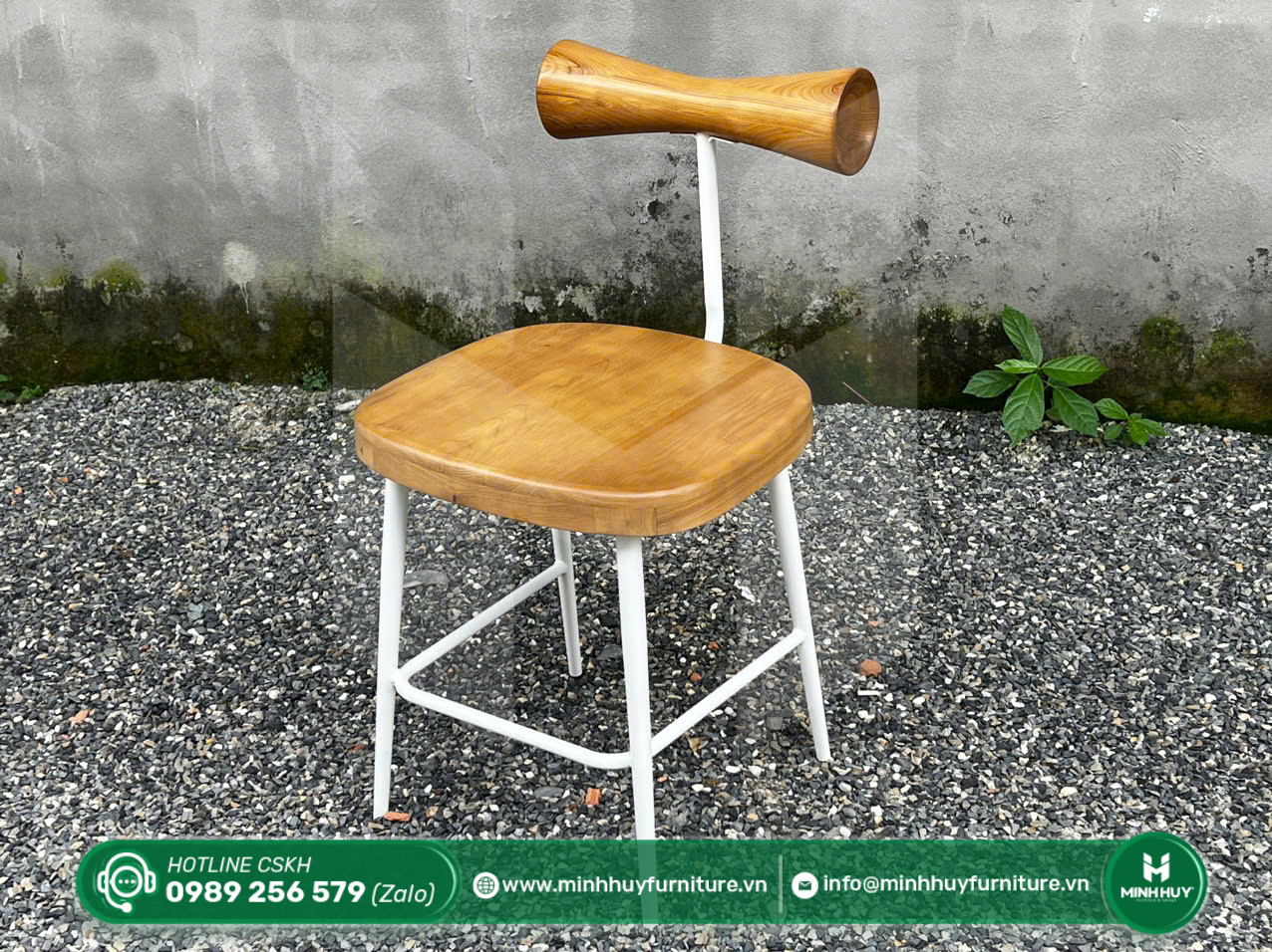 Hình ảnh thực tế mẫu Ghế Cafe Gỗ Tựa Trụ Nordic