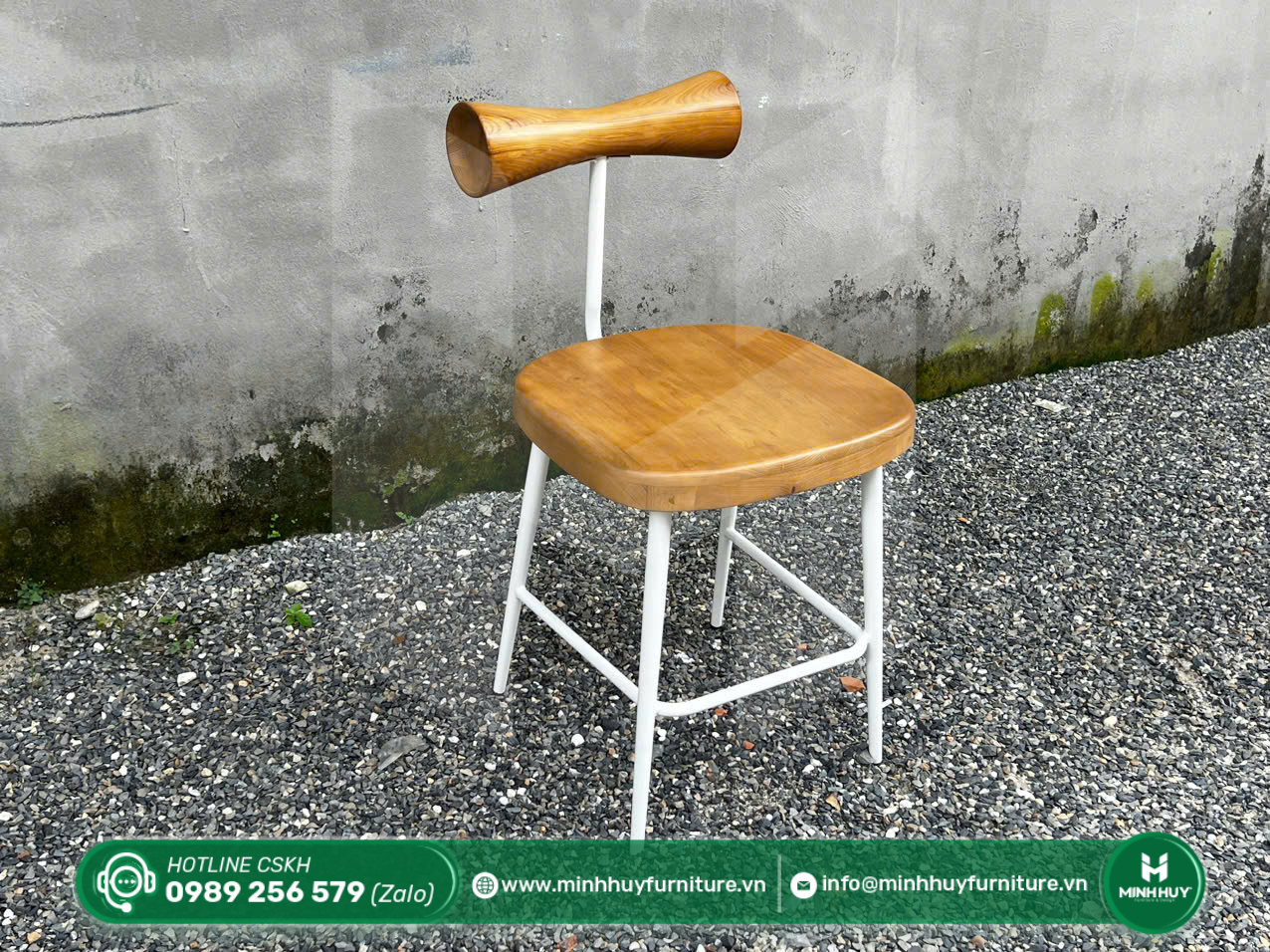 Hình ảnh thực tế mẫu Ghế Cafe Gỗ Tựa Trụ Nordic