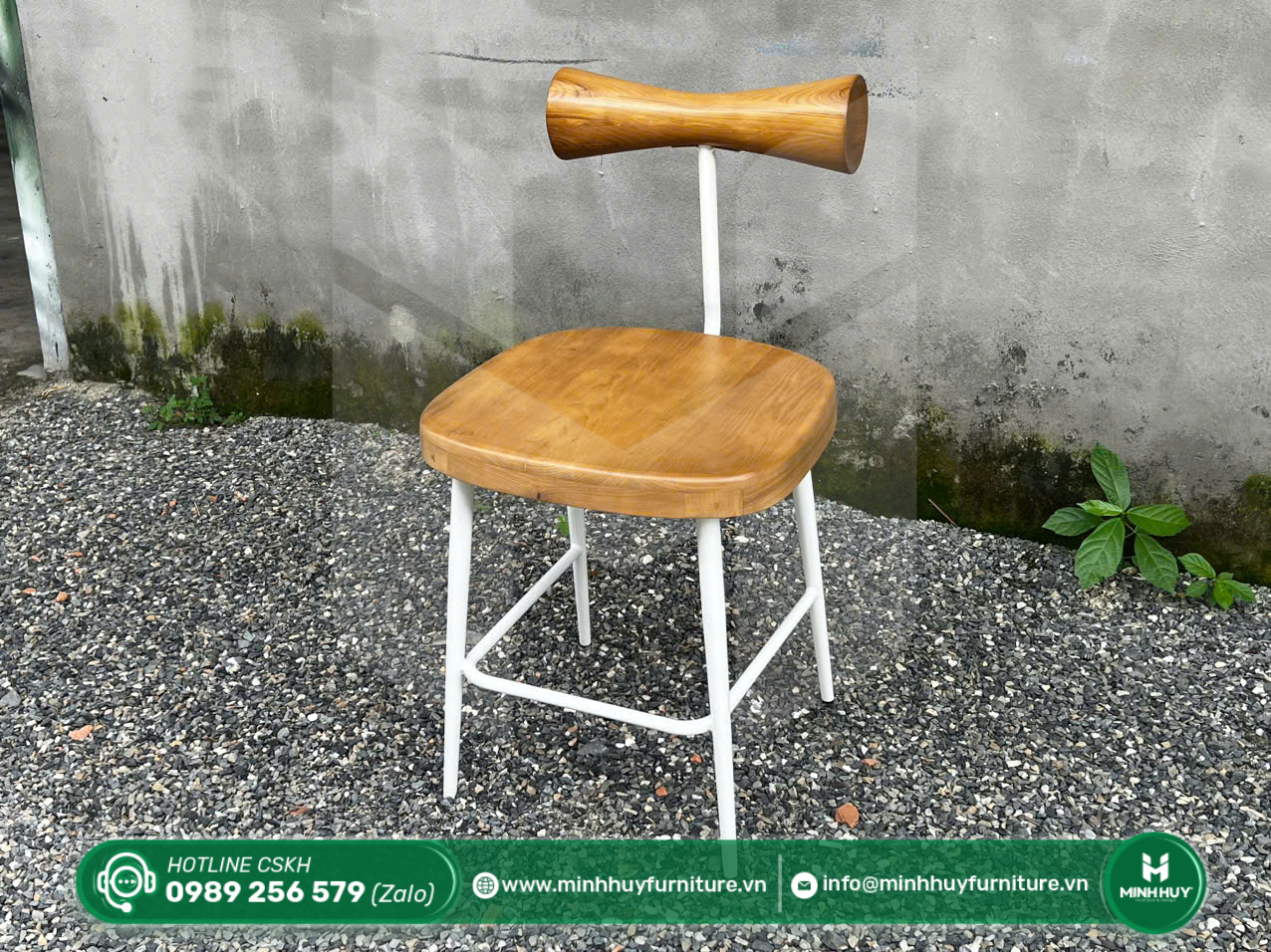 Hình ảnh thực tế mẫu Ghế Cafe Gỗ Tựa Trụ Nordic
