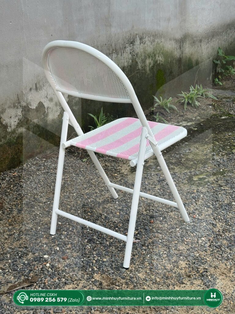 Hình ảnh thực thế sản phẩm Ghế Xếp Sắt Lưới Sọc Màu Vintage MH107
