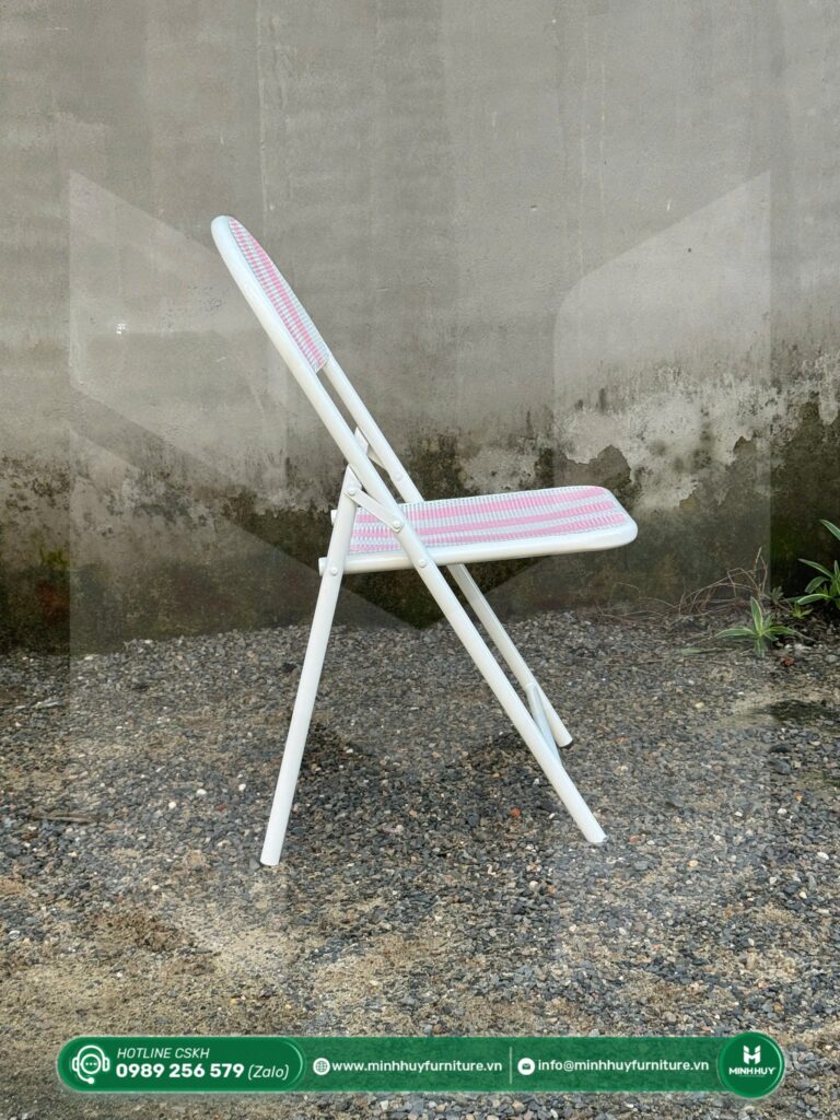 Hình ảnh thực thế sản phẩm Ghế Xếp Sắt Lưới Sọc Màu Vintage MH107