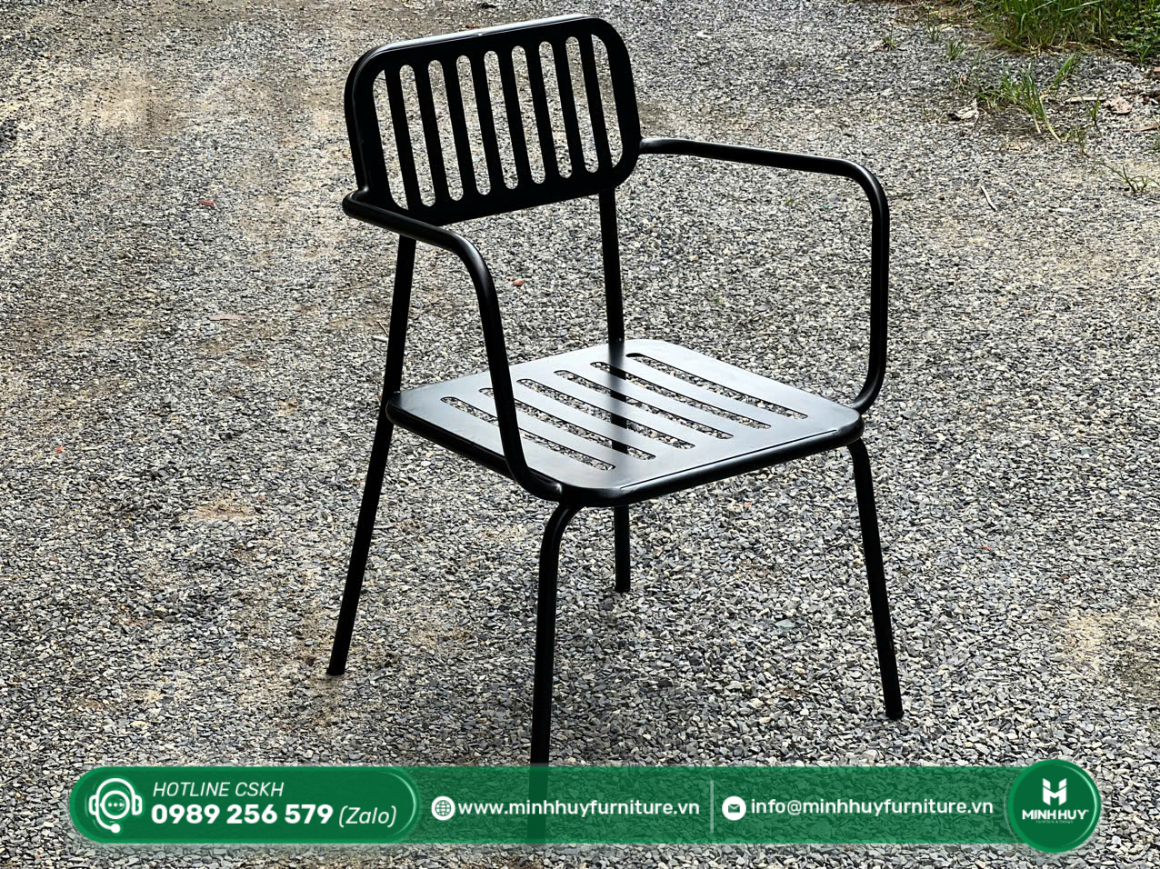 Thông số sản phẩm Ghế Sắt Cafe Lưng Sọc Có Tay MH113