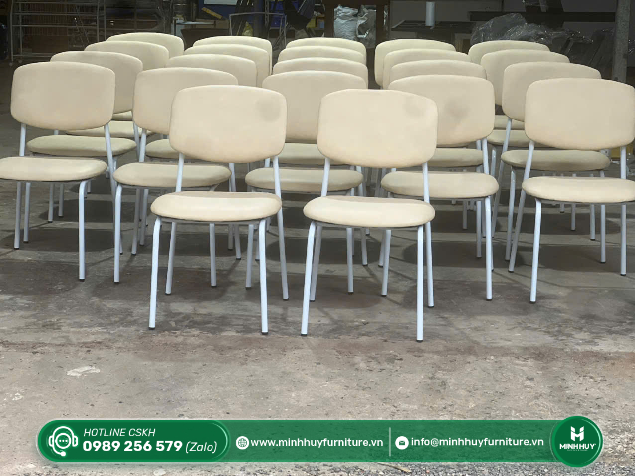 Hình ảnh thực tế sản phẩm Ghế Cafe Bọc Nệm Chân Sắt MH119