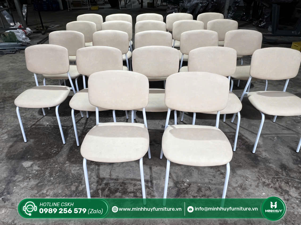 Hình ảnh thực tế sản phẩm Ghế Cafe Bọc Nệm Chân Sắt MH119
