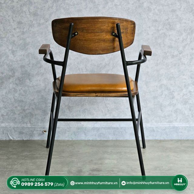 Đặc điểm sản phẩm Ghế cafe tay gỗ nệm da MH144