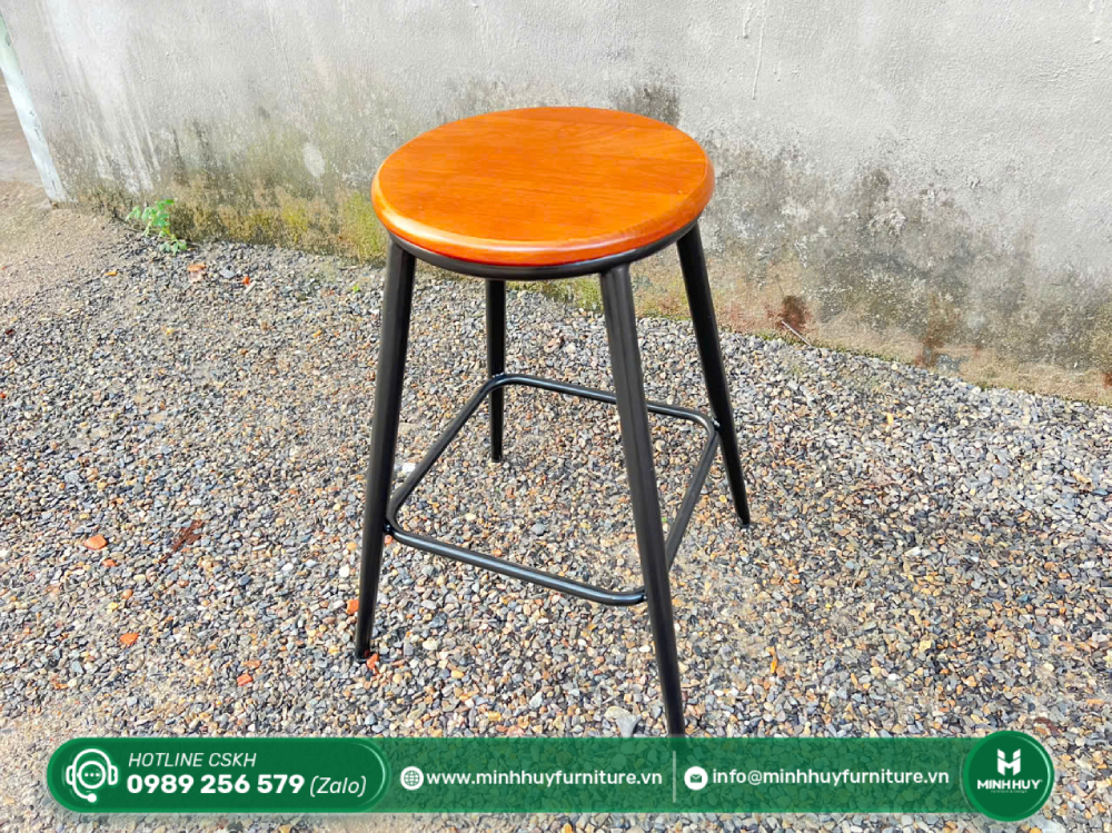 Đặc điểm sản phẩm Ghế Đôn Tròn Mặt Gỗ Chân Sắt MH194