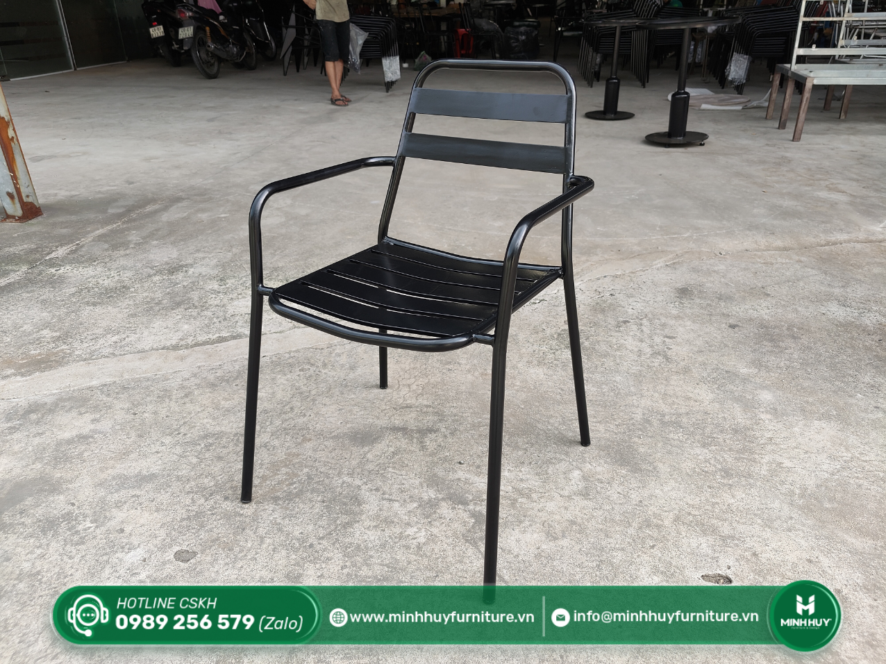 Đặc điểm sản phẩm Ghế Sắt Cafe Tựa Nan Có Tay Vịn MH191