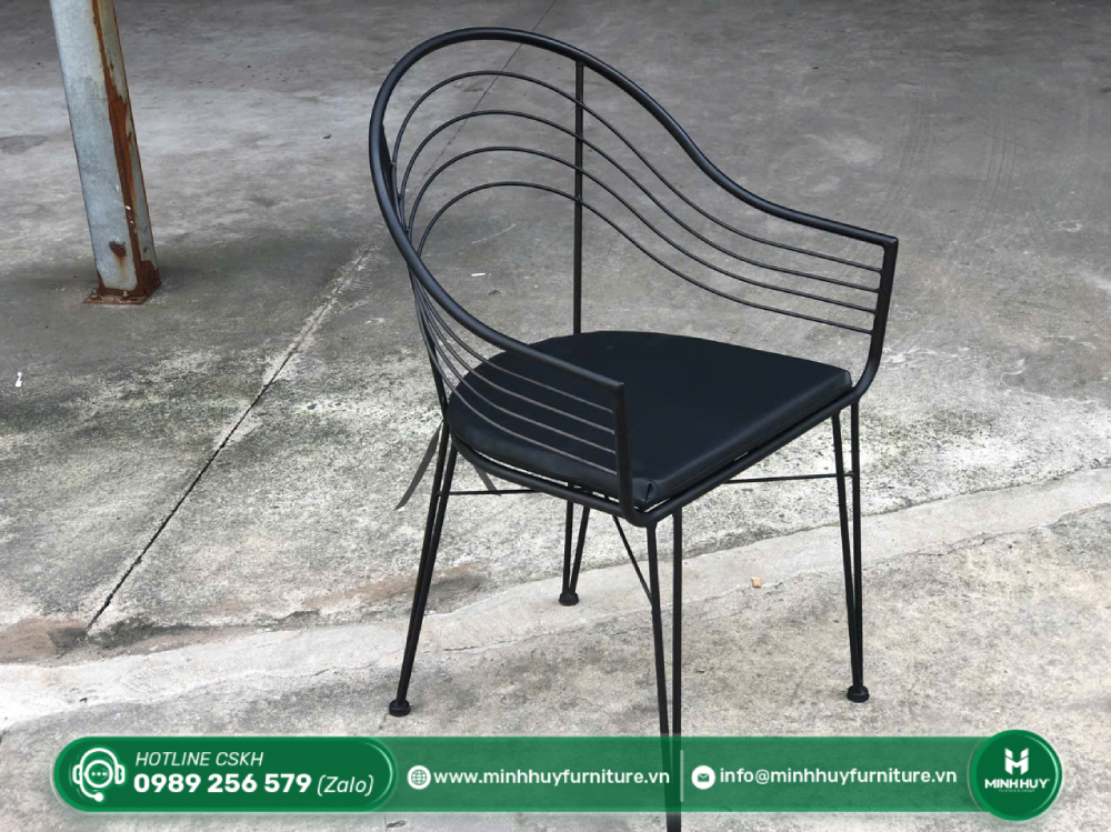Đặc điểm sản phẩm Ghế Sắt Lưng Cong Nệm Da MH198