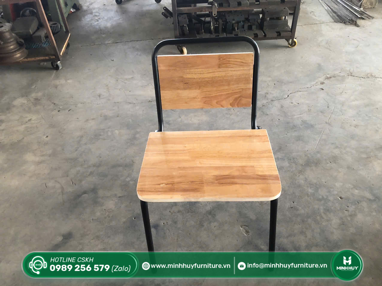 Thông số sản phẩm Ghế Sắt Sơn Tĩnh Điện Mặt Gỗ MH128
