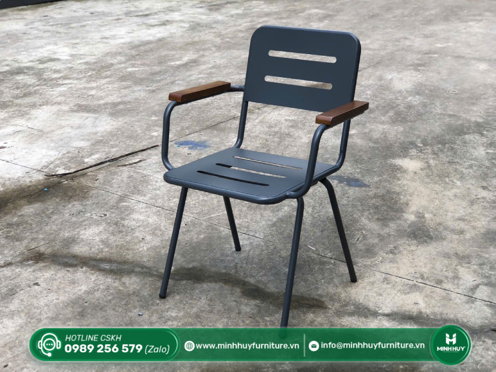 Thông số sản phẩm Ghế Sắt Sơn Tĩnh Điện Tay Gỗ Kiểu Vintage MH153