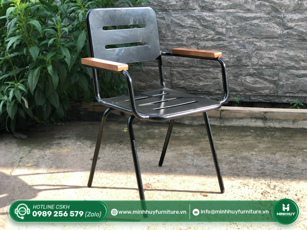 Đặc điểm sản phẩm Ghế Sắt Sơn Tĩnh Điện Tay Gỗ Kiểu Vintage MH153