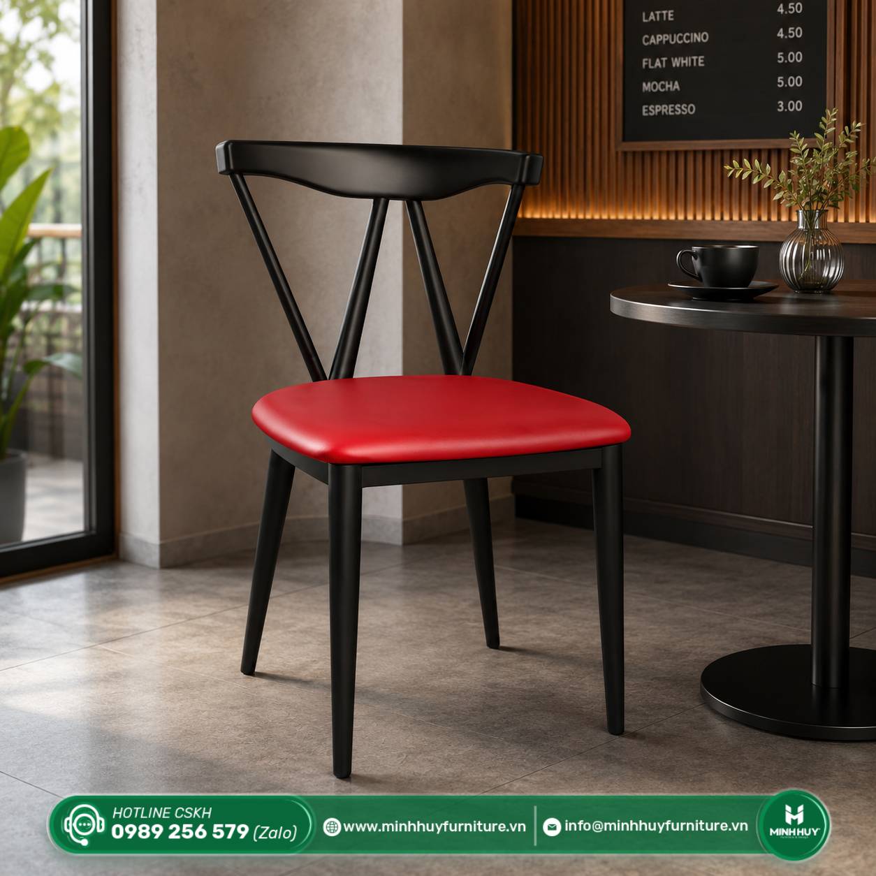 Đặc điểm sản phẩm Ghế cafe bọc nệm da simili khung sắt sơn tĩnh điện MH110