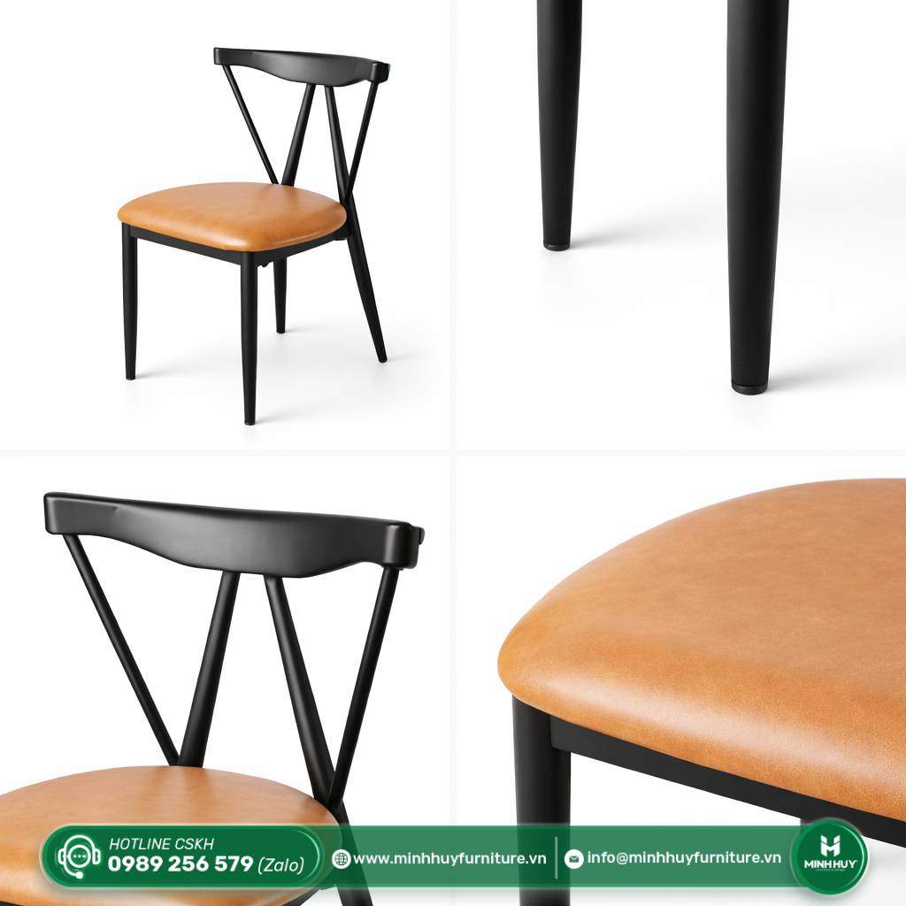 Thông số sản phẩm Ghế cafe bọc nệm da simili khung sắt sơn tĩnh điện MH110