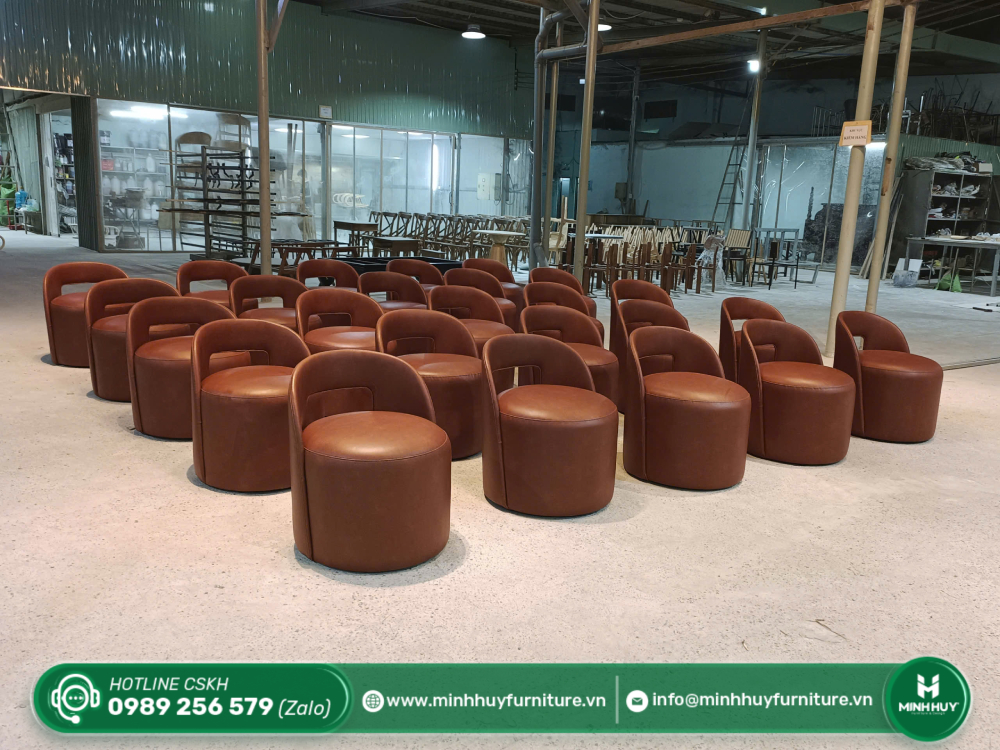 Cách vệ sinh Ghế Đôn Tròn Da Có Tựa Lưng MH209
