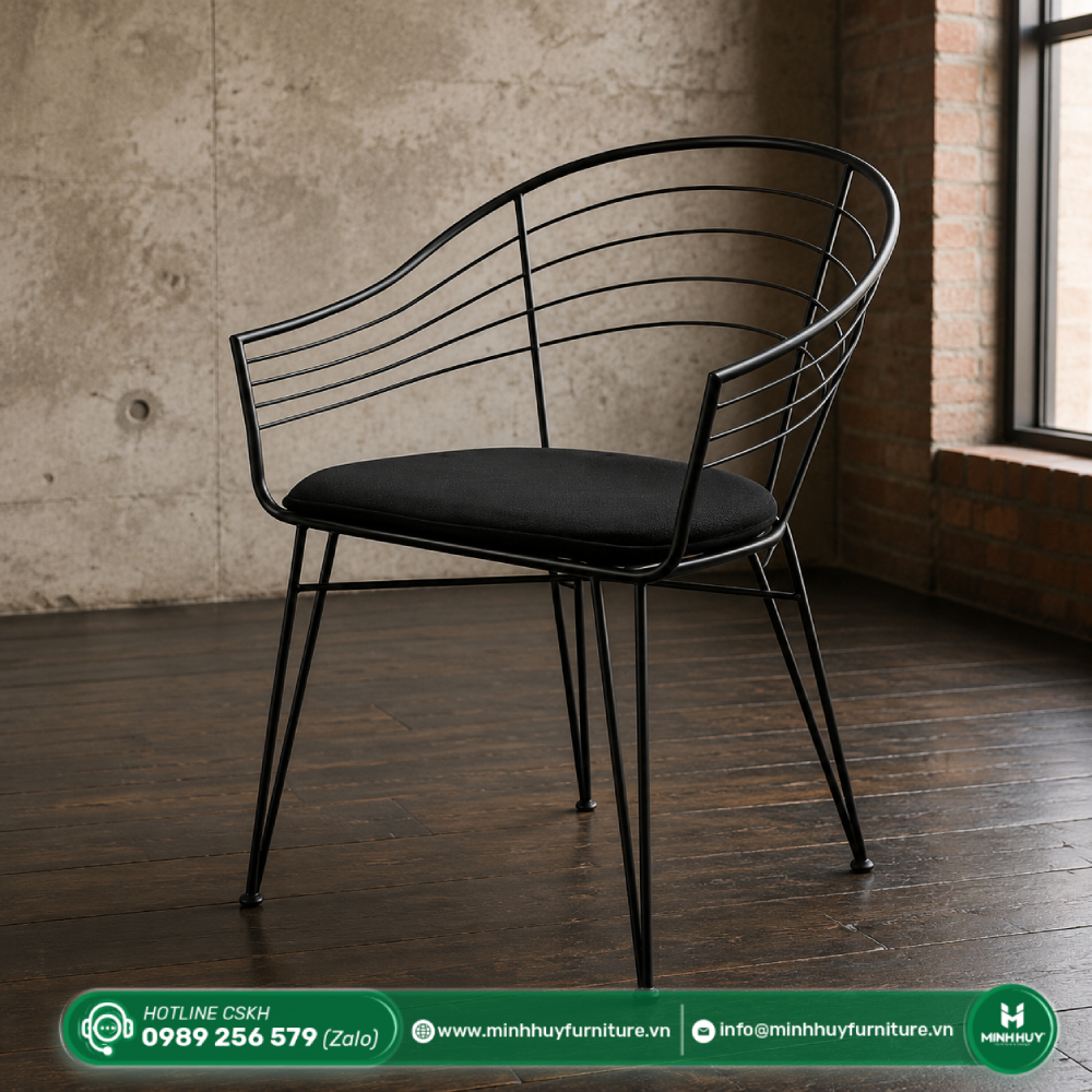 Đặc điểm sản phẩm Ghế Sắt Lưng Vòm Sơn Tĩnh Điện Có Nệm MH238
