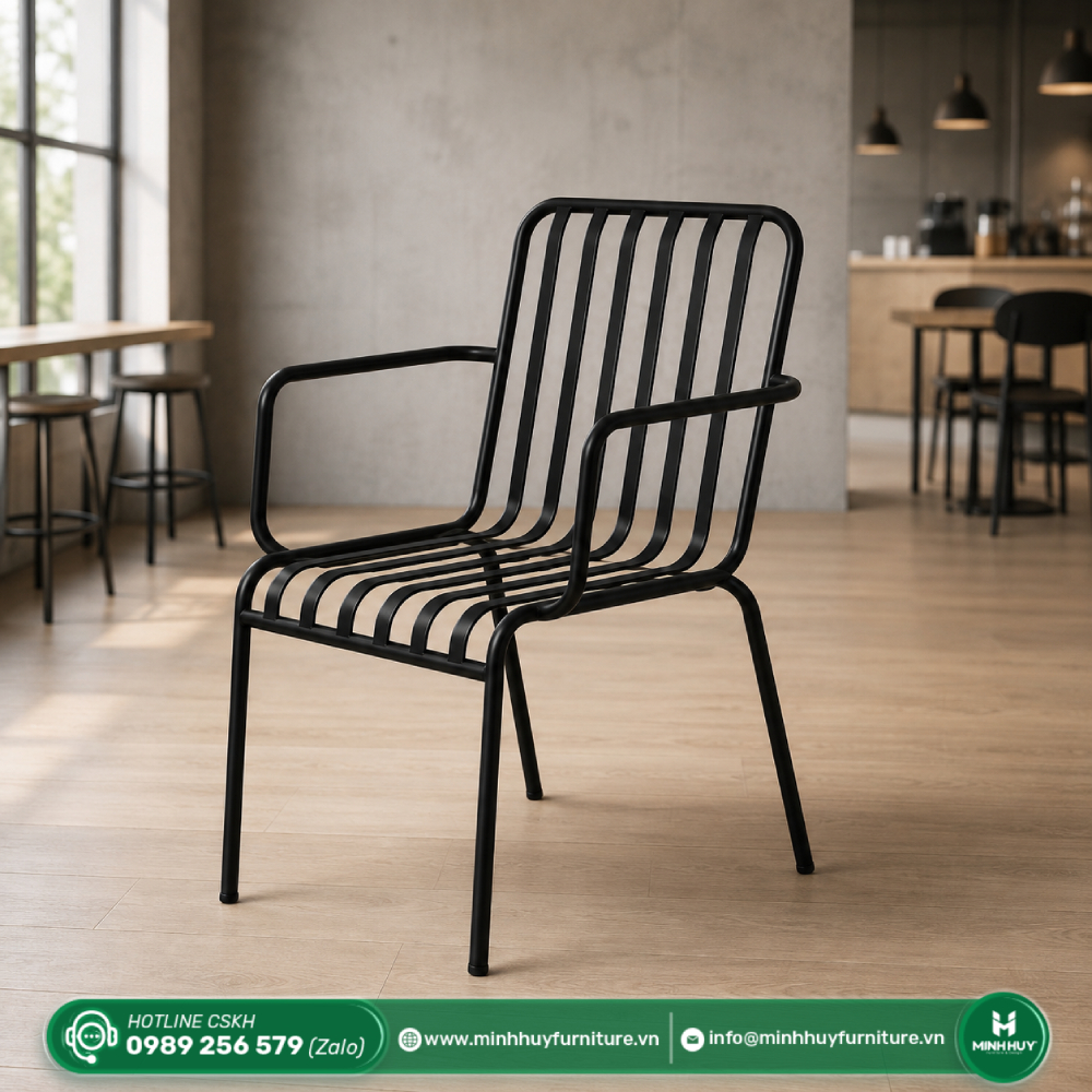 Cách vệ sinh Ghế sắt ngoài trời có tay sơn tĩnh điện MH240