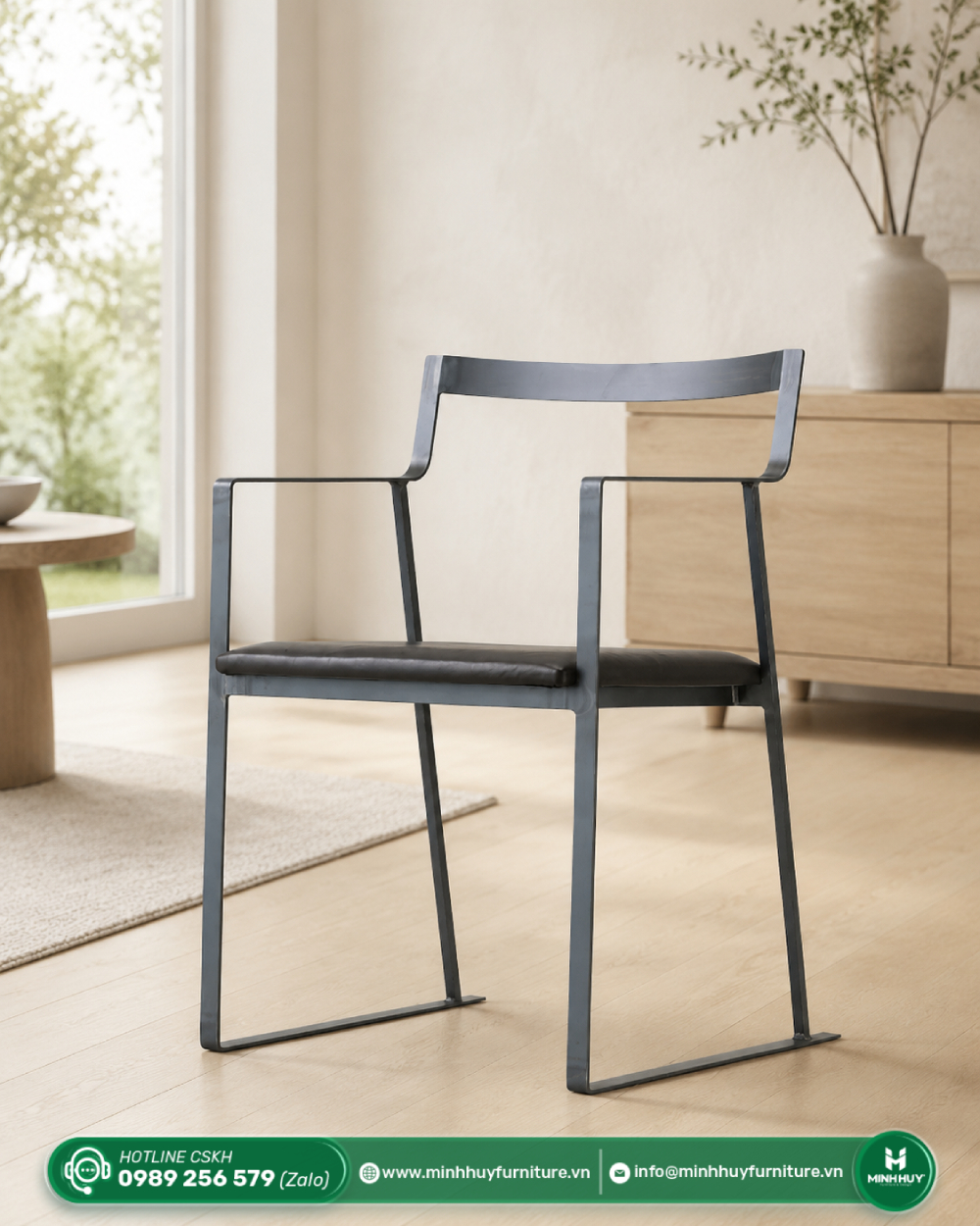 Cách vệ sinh Ghế Tựa Tay Kurotetsu Obi Khung Sắt Nệm Simili MH253