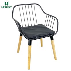 Ghế sắt cafe chân gỗ MH034