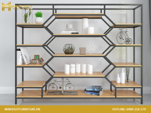 Giá kệ khung sắt mặt gỗ