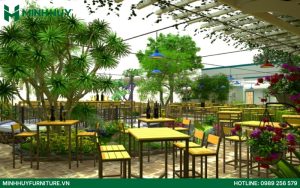 thi công nội thất nhà hàng sân vườn