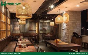 thi công nội thất nhà hàng phong cách đồng quê