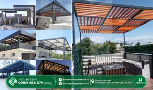 làm khung sắt mái che sân thượng quận 11 tphcm
