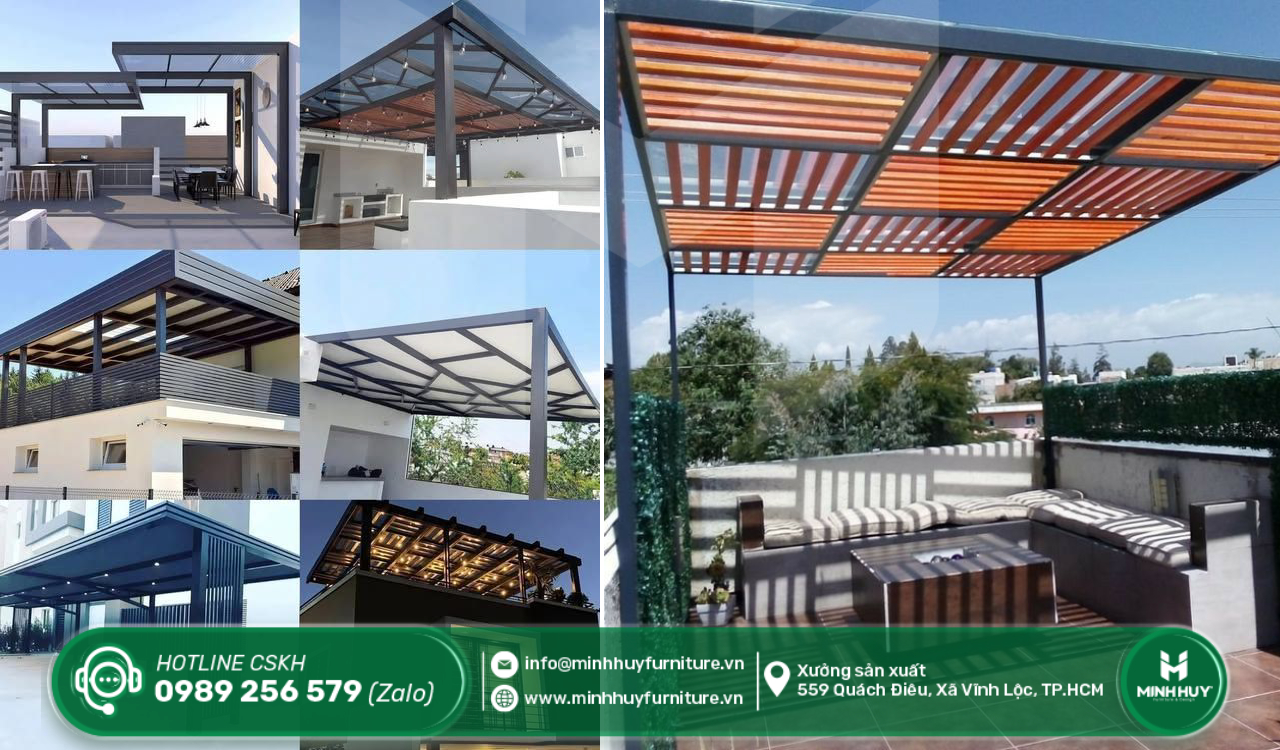 làm khung sắt mái che sân thượng quận 11 tphcm
