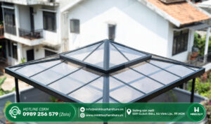 làm khung sắt mái che sân thượng huyện bình chánh tphcm