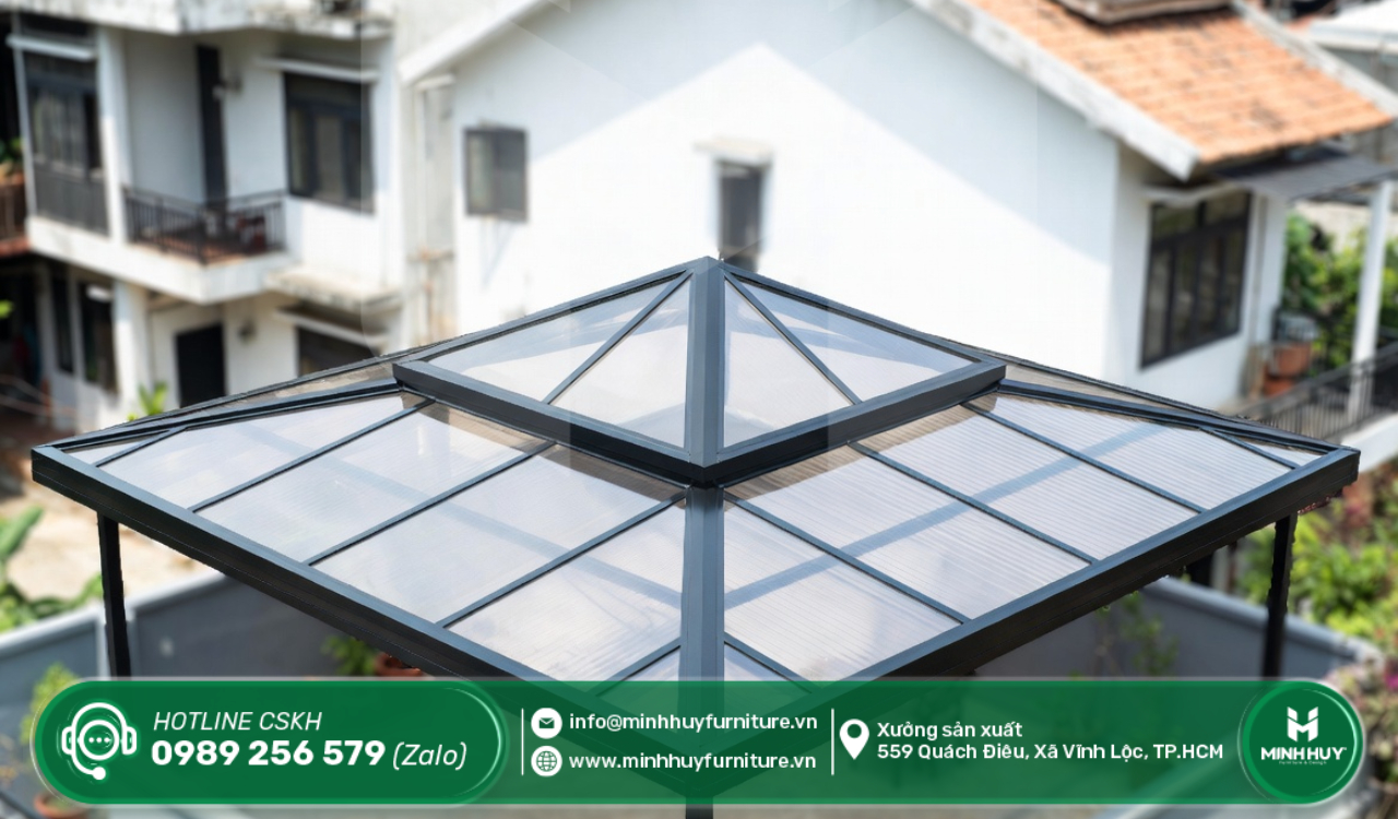 làm khung sắt mái che sân thượng huyện bình chánh tphcm