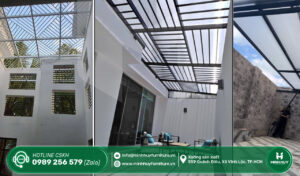 làm khung sắt mái che sân thượng quận 10 tphcm