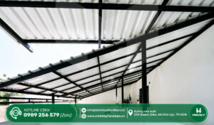 làm khung sắt mái che sân thượng quận 4 tphcm