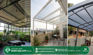 làm khung sắt mái che sân thượng quận 5 tphcm