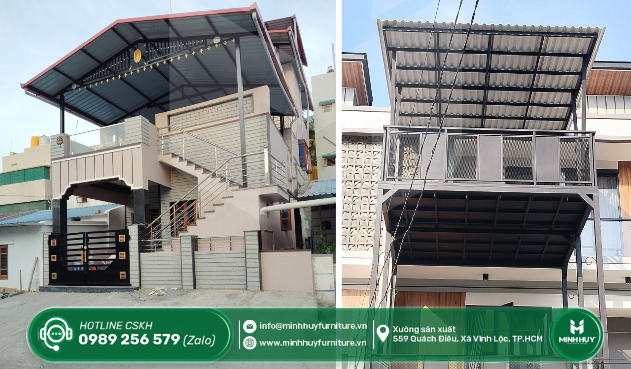 làm khung sắt mái che sân thượng quận 6 tphcm