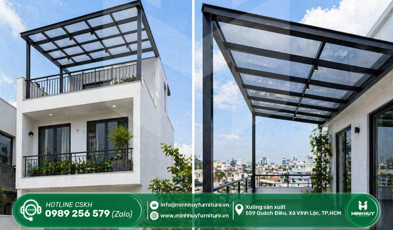 làm khung sắt mái che sân thượng quận bình tân tphcm