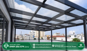 làm khung sắt mái che sân thượng quận gò vấp tphcm