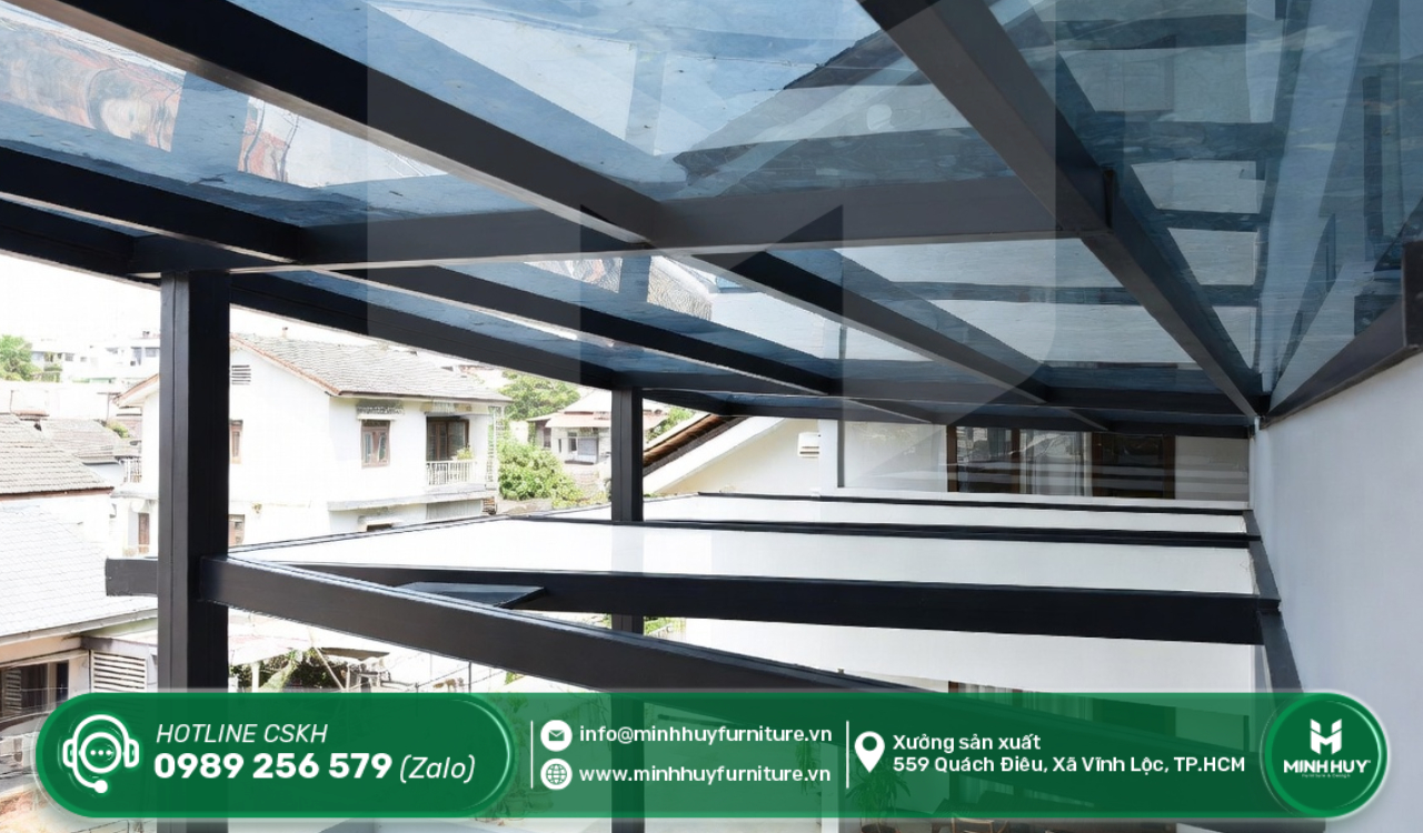 làm khung sắt mái che sân thượng quận tân bình tphcm