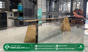 bàn ăn inox mạ vàng