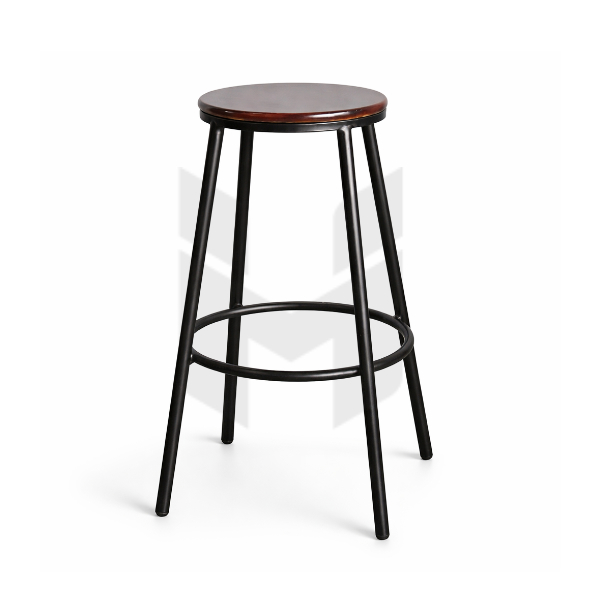 Ghế Bar Mặt Gỗ Tròn Chân Sắt Sơn Tĩnh Điện MH271