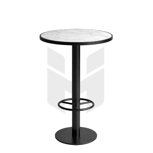 Bàn Bar Tròn Mặt Đá Vân Mây Có Gác Chân MHB069