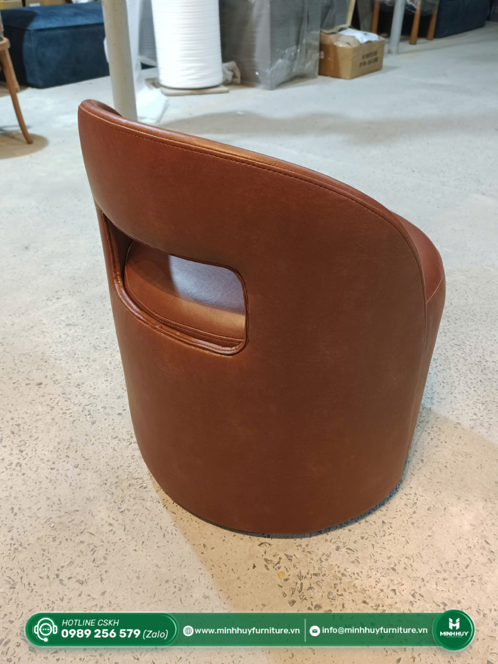 Ghế Đôn Tròn Da Có Tựa Lưng MH209 - Ảnh 6