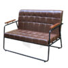 Ghế Sofa Băng Nệm Da Ô Vuông Tay Gỗ Khung Sắt MHSF028