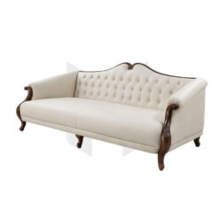 Ghế Sofa Băng Tân Cổ Điển Bọc Da Lưng Chần Nút Khung Gỗ Uốn Cong MHSF077