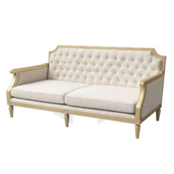 Ghế Sofa Băng Tân Cổ Điển Khung Gỗ Sơn Nhũ Vàng Bọc Da Chần Nút MHSF076