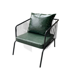 Ghế Sofa Cafe Đơn Khung Nan Sắt Nệm Da Kèm Gối MH221