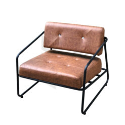 Ghế Sofa Đơn Khung Sắt Bọc Da May Rút Nút MHSF025