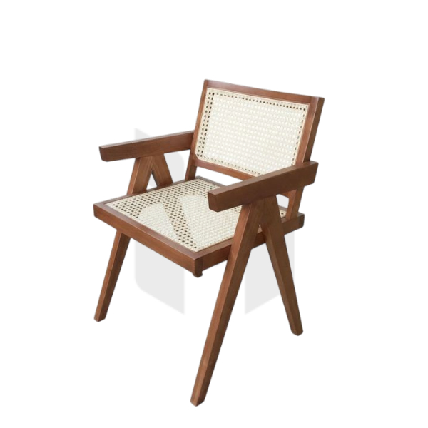 Ghế V-Leg Có Tay Gỗ Ash Lưới Mây Đan Mắt Cáo MH356