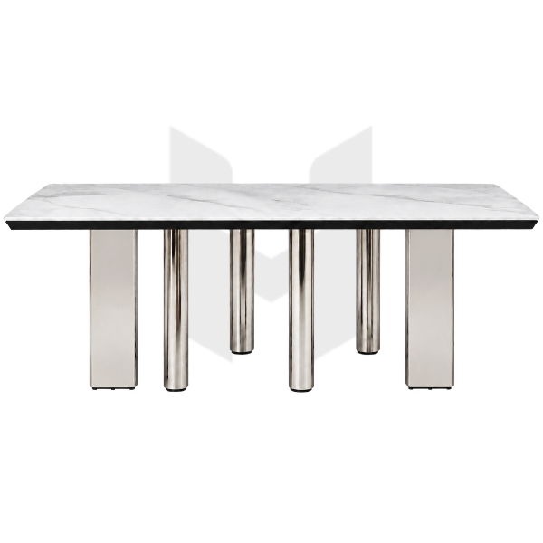 Bàn Ăn Dài Mặt Đá Chân Inox Bóng MHBA045